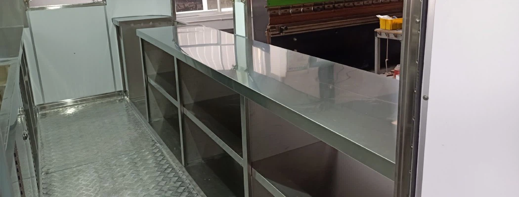 stainless steel worktables in the mobile kitchen stainless steel worktables in the mobile kitchen